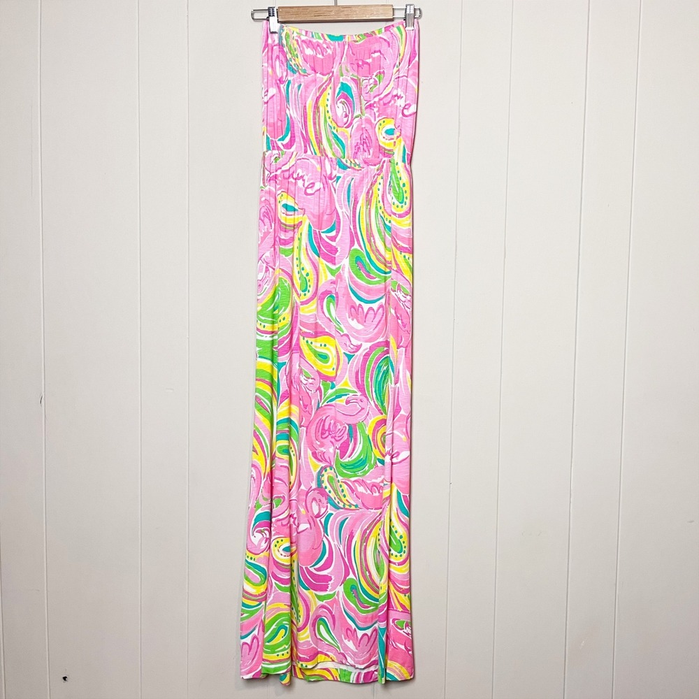 Lilly Pulitzer Marlisa Strapless Maxi Dress Pink Flamingo All Nighter Small - Picture 6 of 11